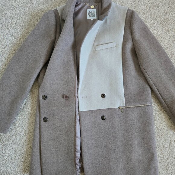 DAWN LEVY Lila two- tone colorblock wool blend coat - Picture 4 of 14